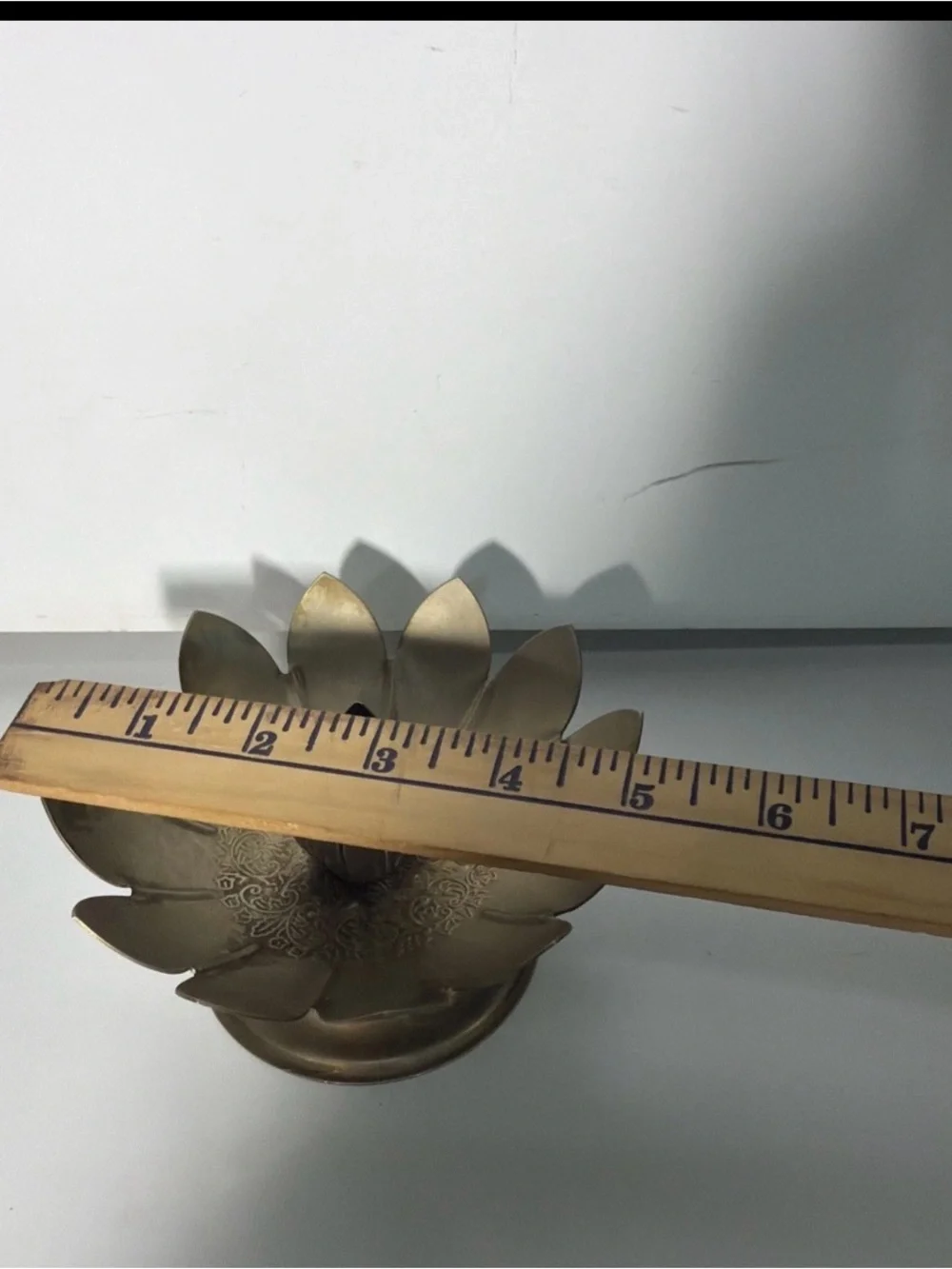 Brass Lotus Candle Holder - Gold Tone